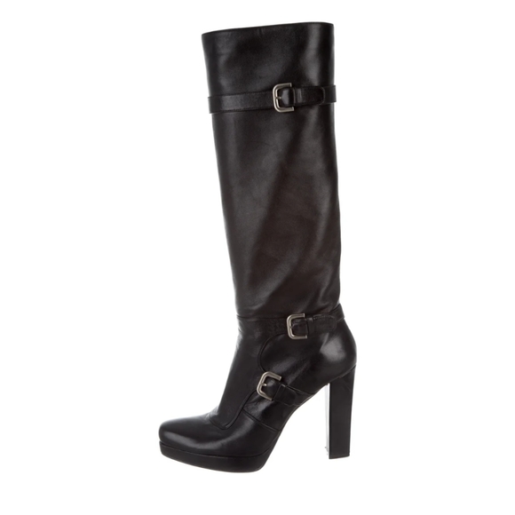 Stuart Weitzman Shoes - Stuart Weitzman Black leather knee high heel boot